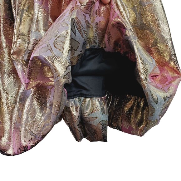 Vtg 1980's Jessica McClintock Gunne Sax Floral Foil Strappy Party Dress Sz 7/8 - Picture 11 of 12